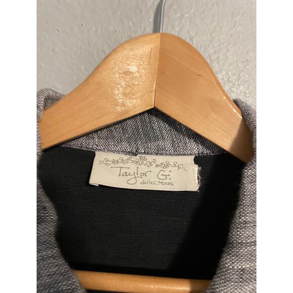 Taylor G Jacket Womens Medium Black Gray Sequin Trim Button Front Crop Art Boho - Picture 2 of 7